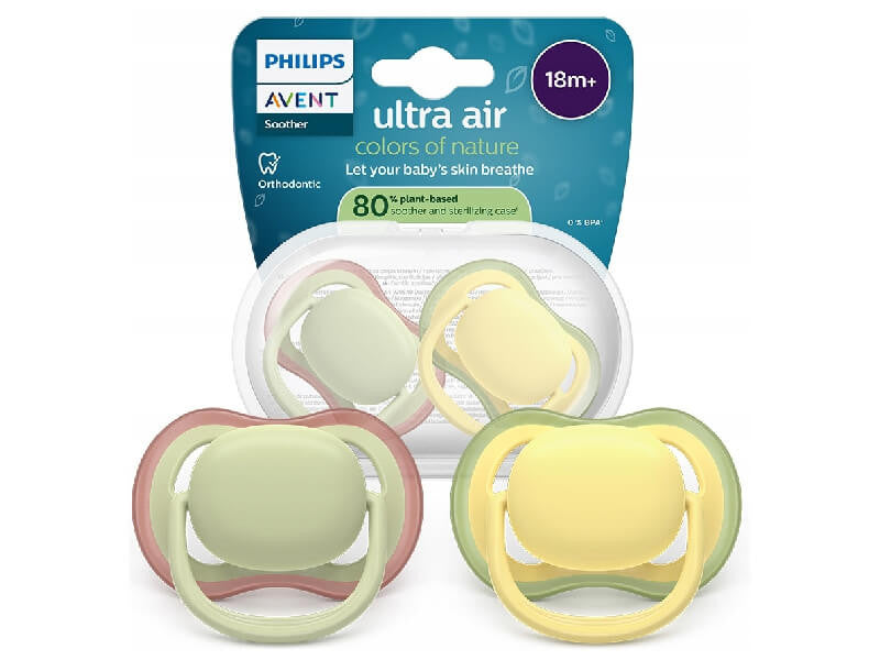 Philips Avent Ultra Air Suzeta din silicon Boy 18m+ 2 buc galben-verd