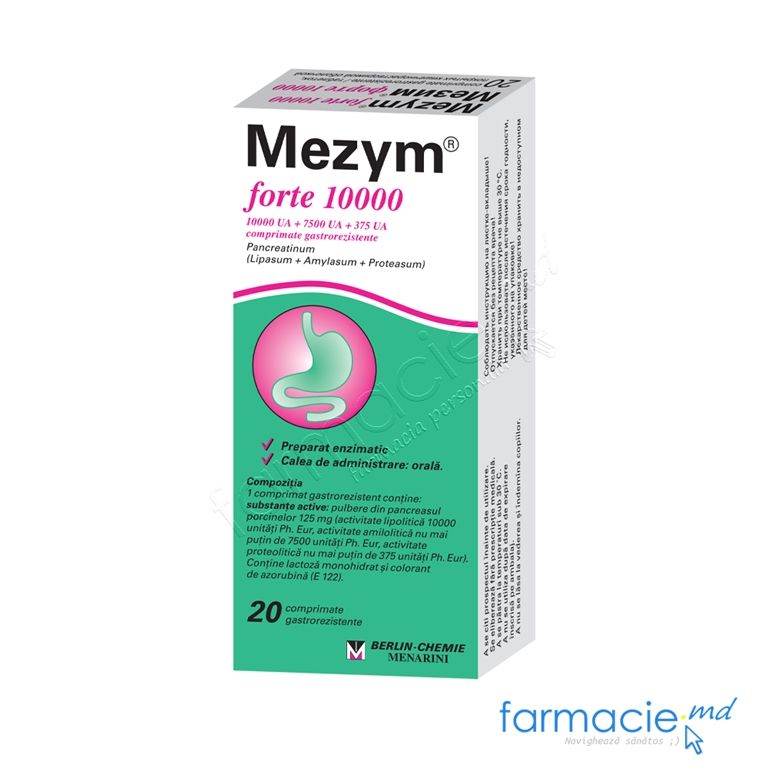 Mezym forte 10000 10000 UI/7500 UI/375 UI comprimate gastrorezistente