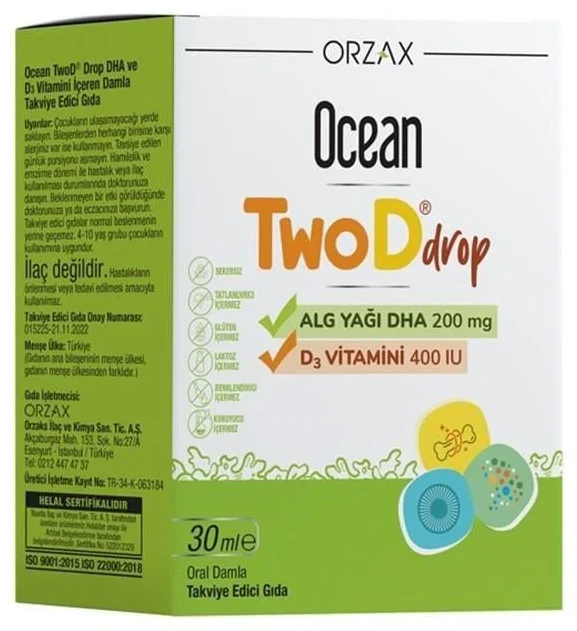 Bioslo Pharma Picaturi Orzax Ocean TwoD (DHA 200 mg+Vit D3), 30 ml