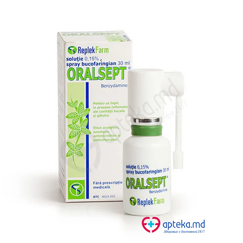 Oralsept 1.5 mg/ml / 30 ml spray bucofaringian, soluţie