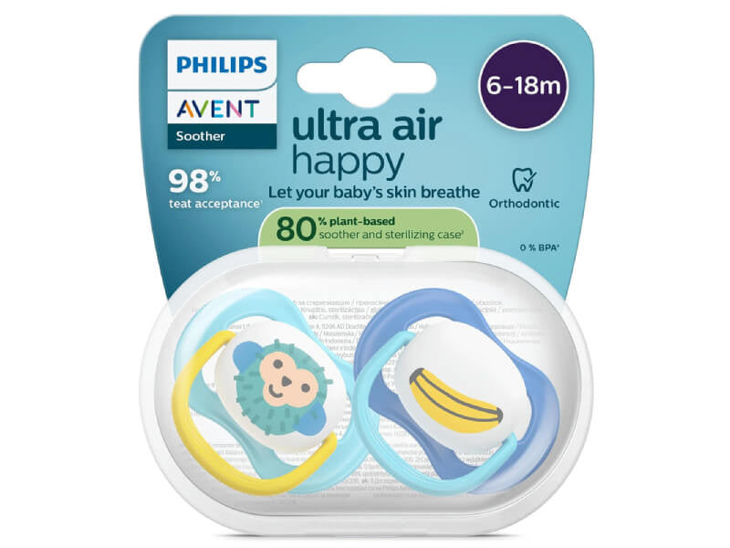 Philips Avent Ultra Air Happy Suzete din silicon 6-18m 2 buc maimutic