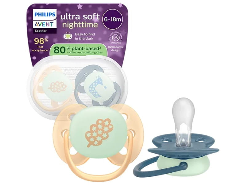 Philips Avent Ultra Soft Nighttime Suzete din silicon 6-18m 2 buc alb