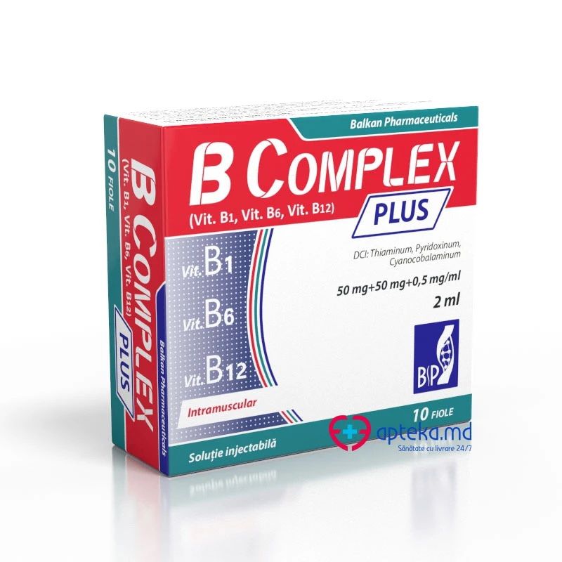 B Complex PLUS (Vit. B1, Vit. B6, Vit. B12) 50 mg/50 mg/0,5 mg/ml / 2 ml soluţie injectabilă