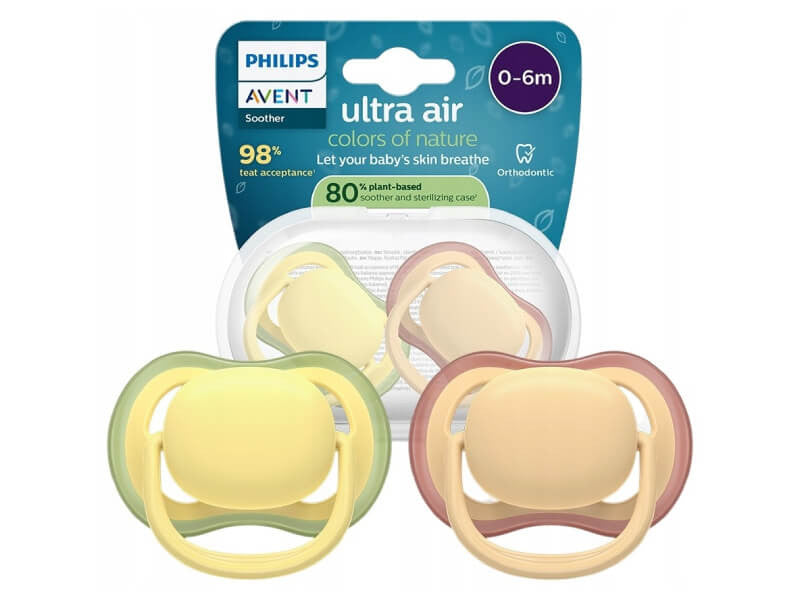 Philips Avent Ultra Air Suzete din silicon 0-6m 2 buc galben-portocal