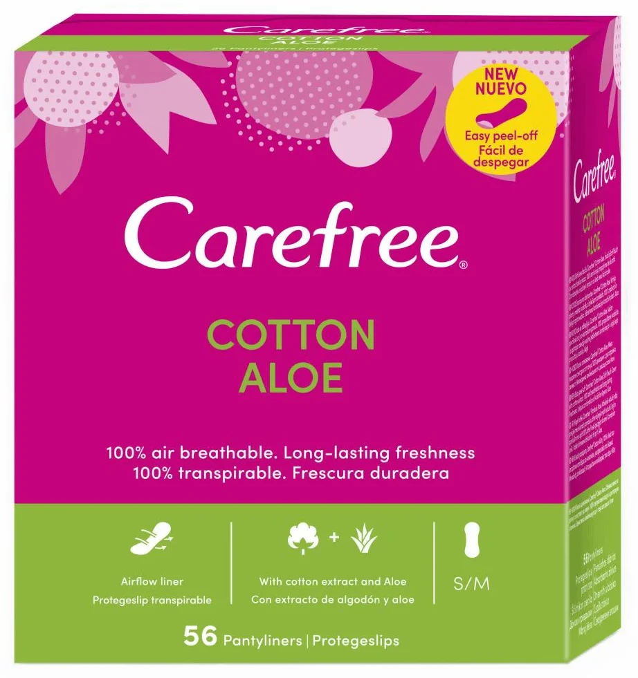 Absorbante zilnice Carefree Cotton Feel Normal Aloe, 56 buc.
