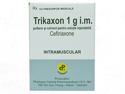 Trikaxon 1g IM 1000 mg / 3,5 ml pulbere şi solvent pentru soluţie injectabilă
