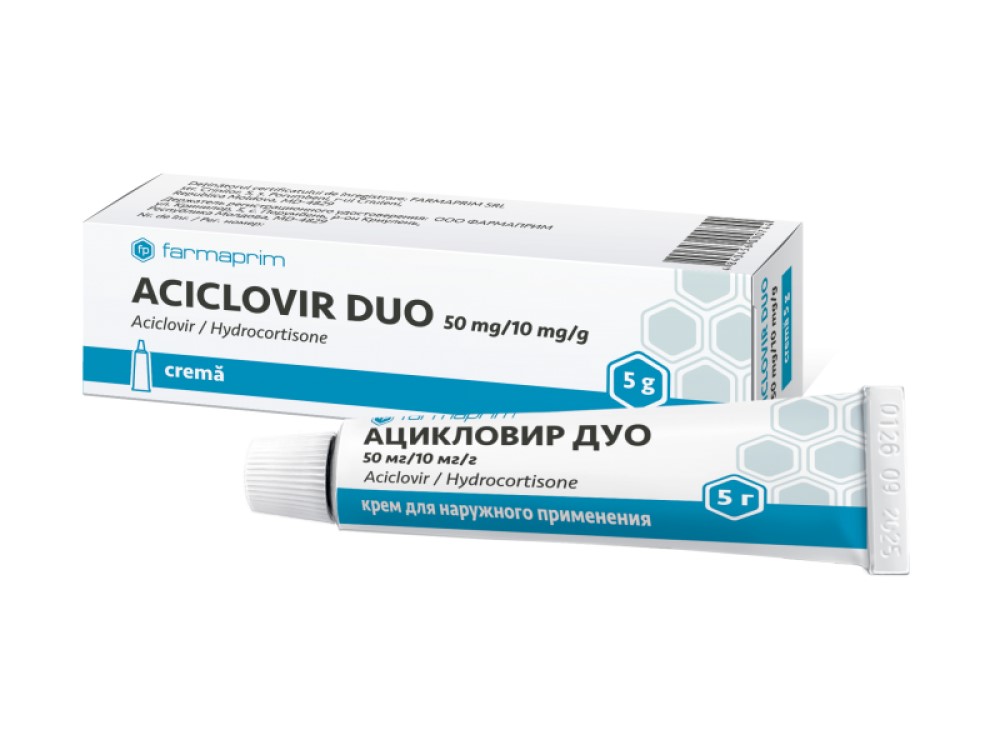 Aciclovir Duo 50 mg/10 mg/g / 5 g cremă