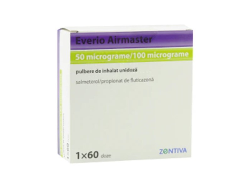 Everio Airmaster 50 mcg/100 mcg / 60 doze pulbere de inhalat unidoză