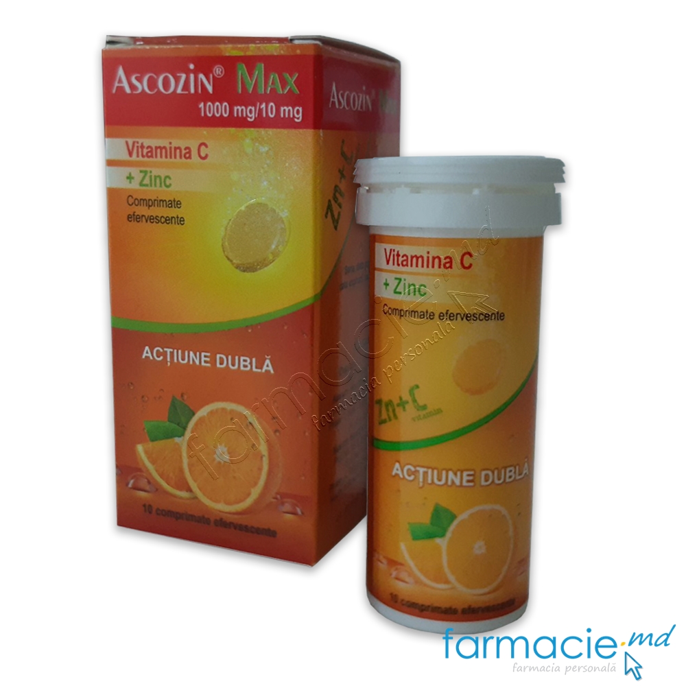 Ascozin Max 1000 mg/10 mg comprimate efervescente