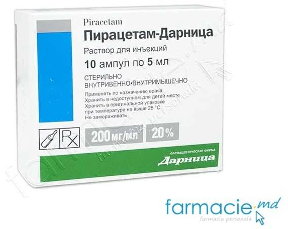 Piracetam-Darnița 200 mg/ml / 5 ml soluţie injectabilă