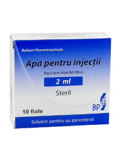 Apă pentru injecţii 2 ml solvent pentru uz parenteral