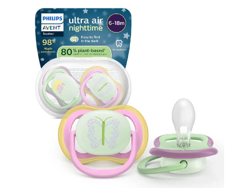 Philips Avent Ultra Air Nighttime Suzete din silicon 6-18m 2 buc pasa