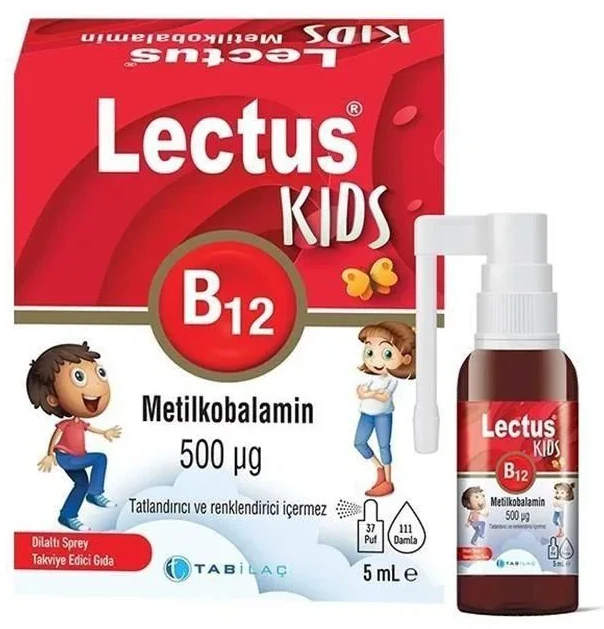 Spray Tab Ilac Lectus Kids B12 500μg fara coloranti si zahar, 5 ml