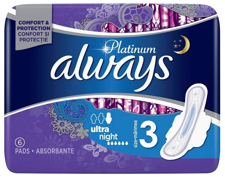 Absorbante Always Platinum Ultra Night, 6 buc.