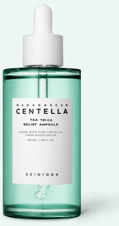 Ser-ampulă calmantă cu 55% centella și 9% apă de arbore de ceai Skin1004 Madagascar Centella Tea-Trica Relief Ampoule 100ml