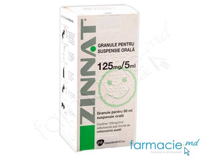 Zinnat 125 mg/5 ml / 50 ml granule pentru suspensie orală