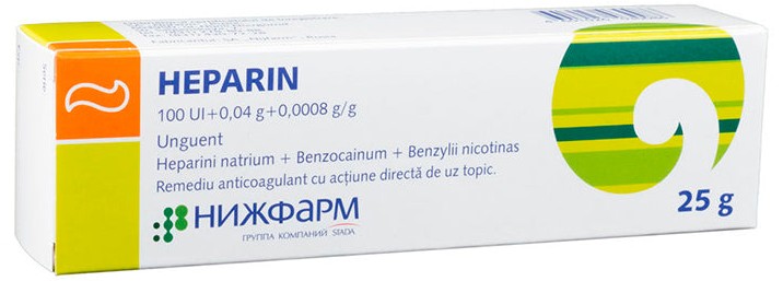 Heparin 100 UI/40 mg/0,8 mg/g / 25 g unguent