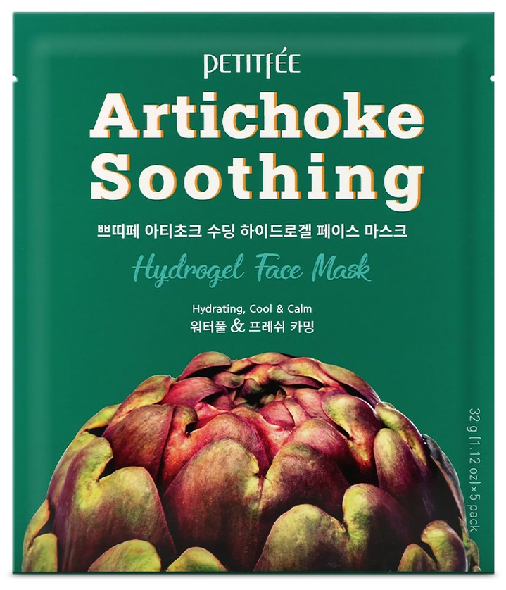 Mască facială din hidrogel Petitfee, Artichoke Soothing Hydrogel Face Mask, 32 gr.
