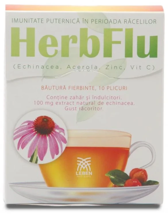 Leben Natur Quality Bautura cu echinacee, acerola, zinc si vitamina C Leben, 10 plic.