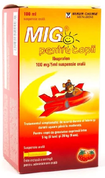 MIG pentru copii 20 mg/ml / 100 ml suspensie orală