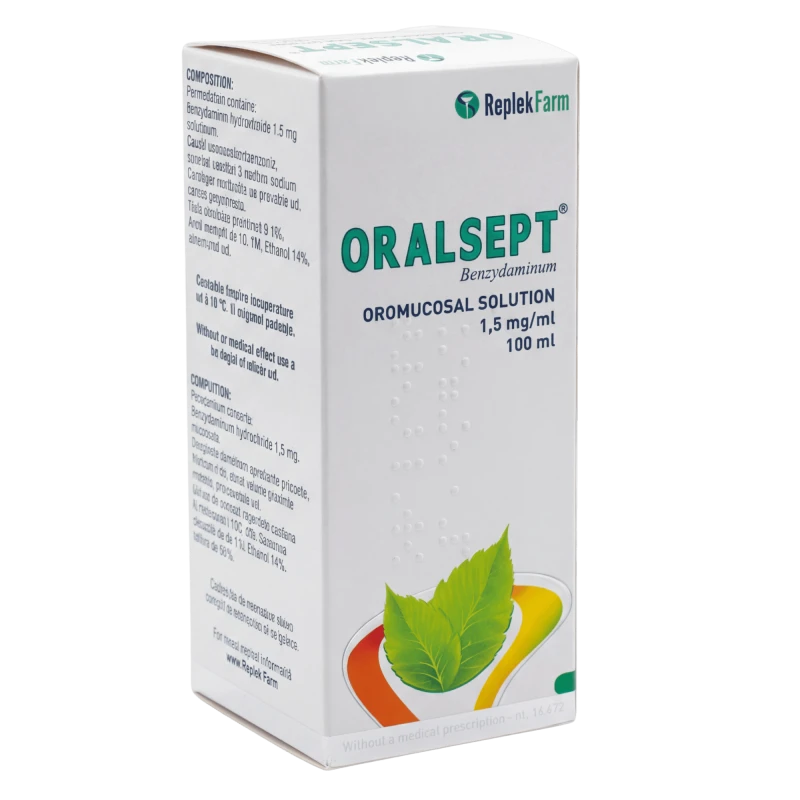 Oralsept 1,5 mg/ml / 100 ml soluţie bucofaringiană