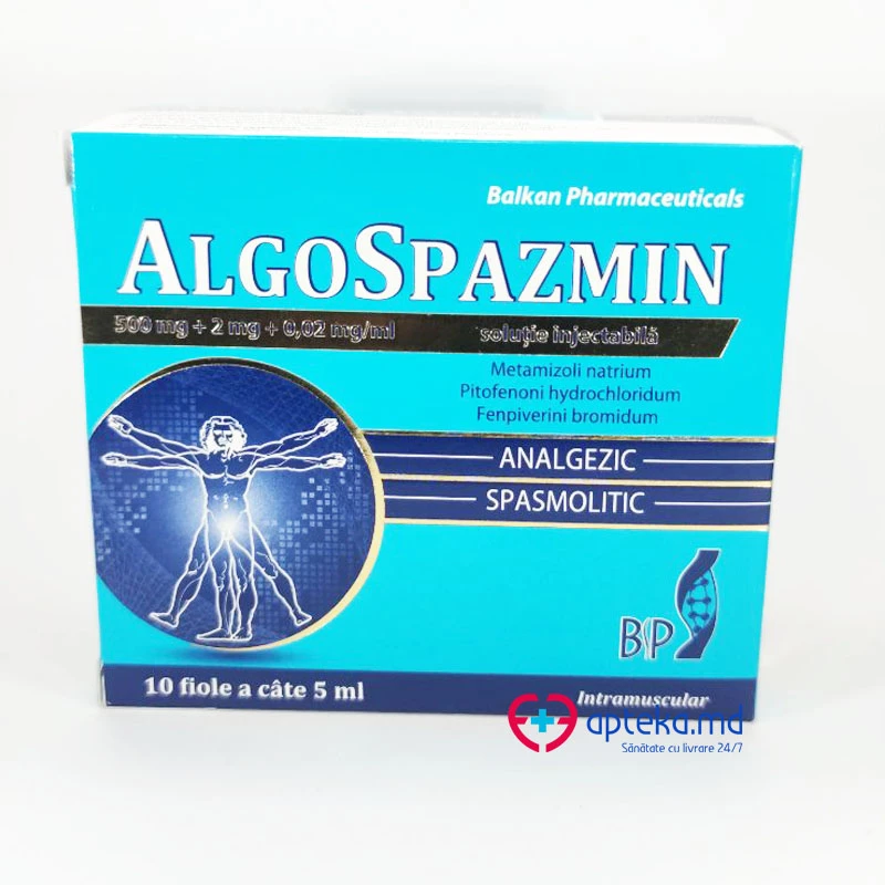 Algospazmin 500 mg/2 mg/0,02 mg/ml / 5 ml soluţie injectabilă