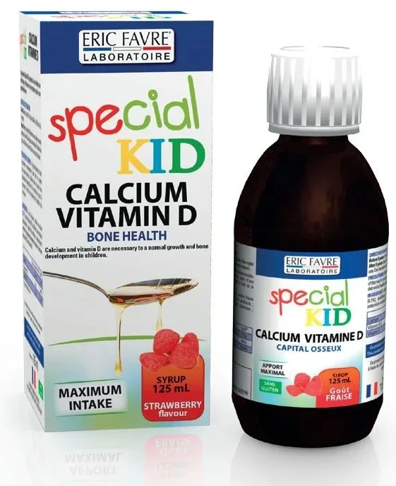 Eric Favre Sirop Calciu+Vitamina D Special Kid cu aroma de capsuni, 125 ml