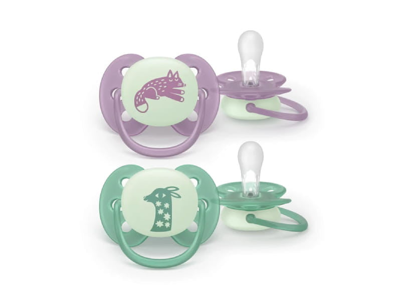 Philips Avent Ultra Soft Nighttime Suzete din silicon 6-18m 2 buc mov