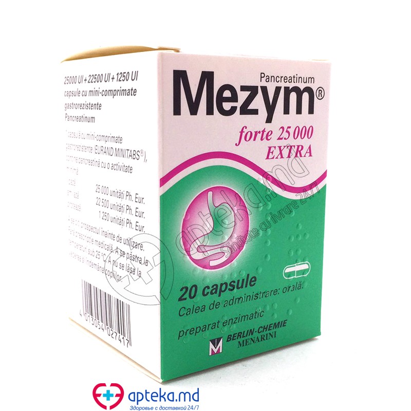 Mezym forte 25000 EXTRA 25000 UI/22500 UI/1250 UI capsule cu mini-comprimate gastrorezistente