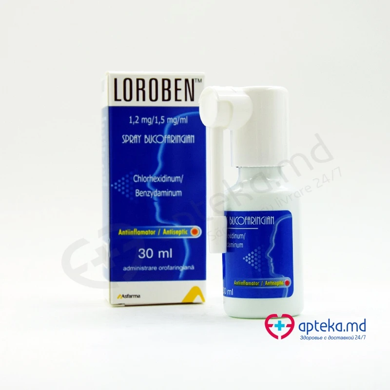 Loroben 1,2 mg/1,5 mg/ml / 30 ml spray bucofaringian