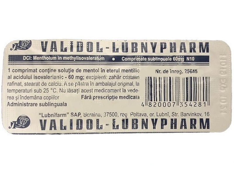 Validol-Lubnypharm 60 mg comprimate sublinguale