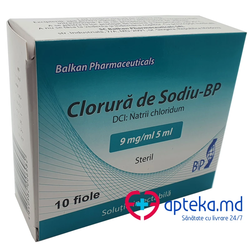 Clorură de Sodiu-BP 9 mg/ml / 5 ml soluție injectabilă