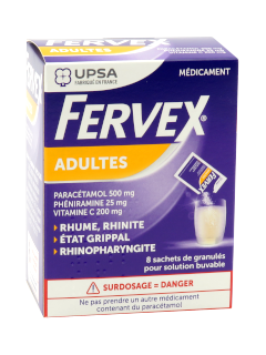 Fervex pentru adulți 500 mg/200 mg/25 mg granule pentru soluţie orală
