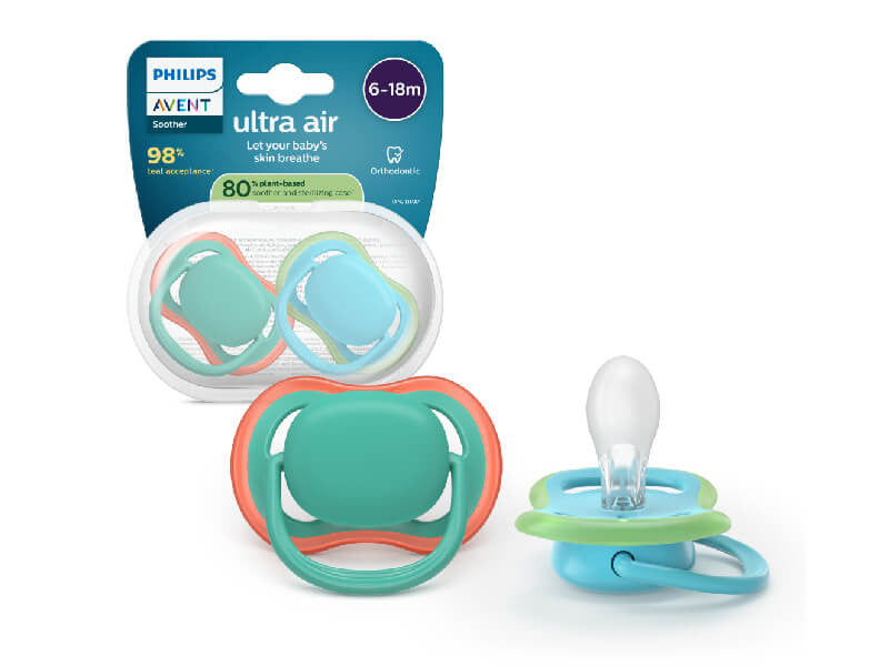Philips Avent Ultra Air Suzete din silicon 6-18m 2 buc albastru-verde
