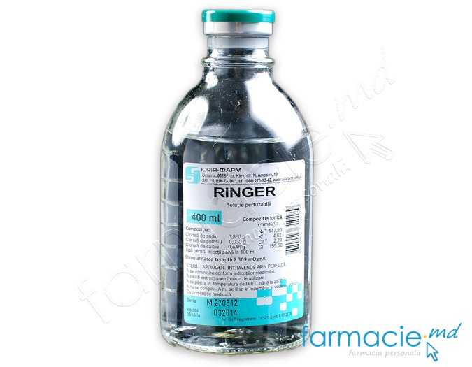 Ringer 8,6 mg/0,3mg/0,322mg/ml / 400 ml soluţie perfuzabilă