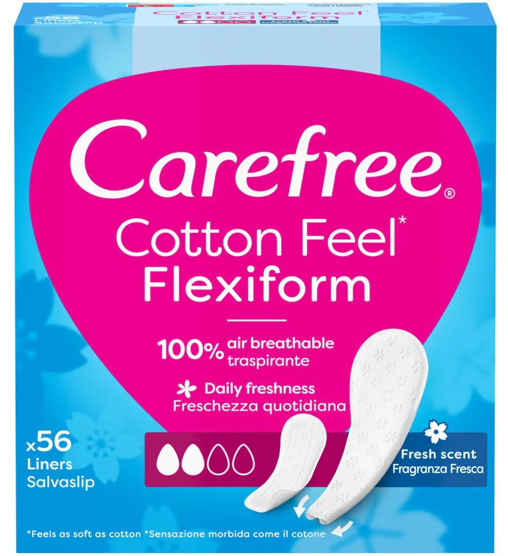 Absorbante parfumate Carefree Cotton Feel FlexiForm Fresh, 56 buc.
