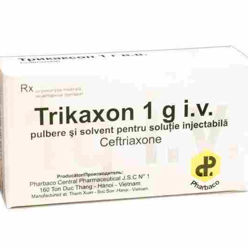 Trikaxon 1g IV 1000 mg / 10 ml pulbere şi solvent pentru soluţie injectabilă/perfuzabilă
