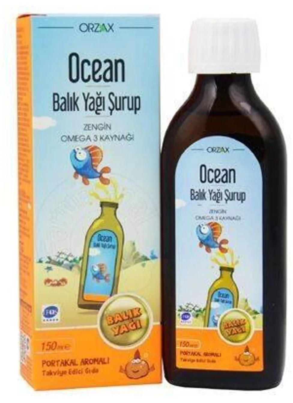 Bioslo Pharma Siropul Orzax Ocean Omega 3 cu aromă de portocală, 150 ml