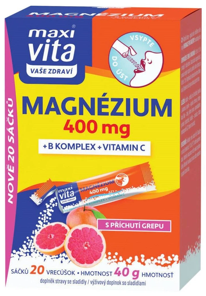MaxiVita Vit. B Complex 400 mg + Magneziu+Vit.C 20 plic