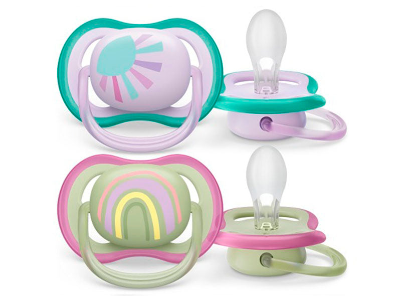 Philips Avent Ultra Air Suzete din silicon 0-6m 2 buc verde roz SCF08