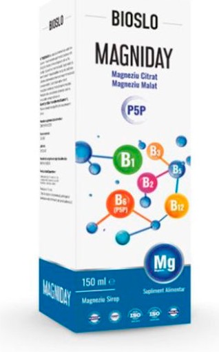 Bioslo Pharma Supliment alimentar Bioslo Magniday (Magneziu Citrat+Malat+Complex Vit B), 150 ml