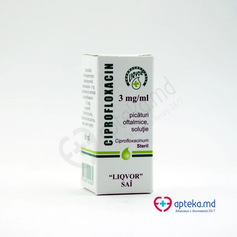 Ciprofloxacin 3 mg/ml / 10 ml picături oftalmice, soluţie