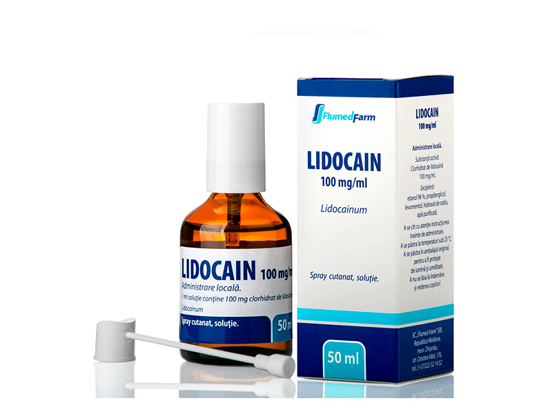 Lidocain 100 mg/ml / 50 ml spray cutanat, soluţie