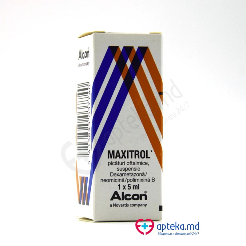 Maxitrol 1 mg/3500 UI/6000 UI/ml / 5 ml picături oftalmice, suspensie