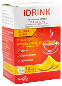 Idrink cu aromă de lămâie 650 mg/10 mg pulbere pentru soluţie orală
