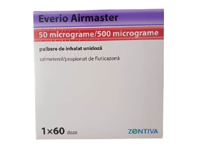 Everio Airmaster 50 mcg/500 mcg / 60 doze pulbere de inhalat unidoză