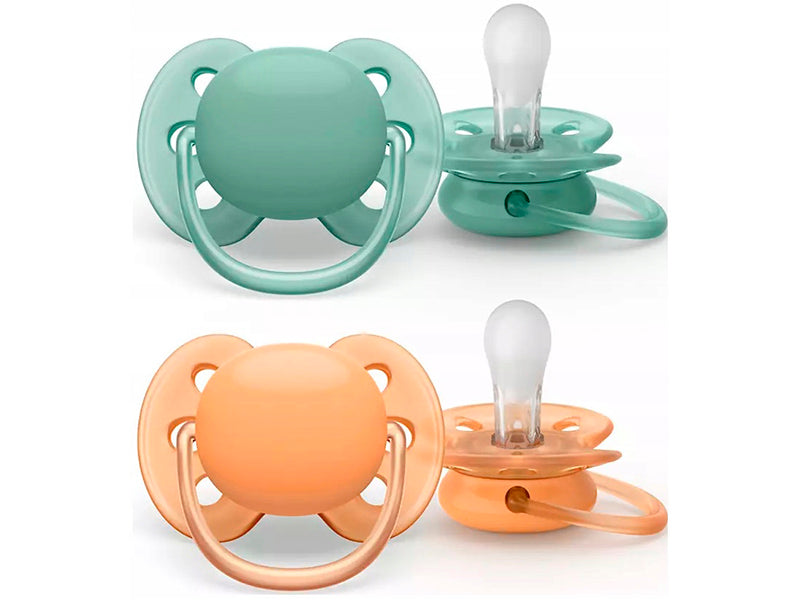 Philips Avent Ultra Soft Suzete din silicon 0-6m 2 buc roz-mov SCF091