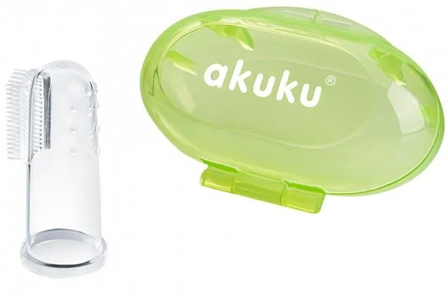 Perie dinti din silicon pe deget Akuku Green