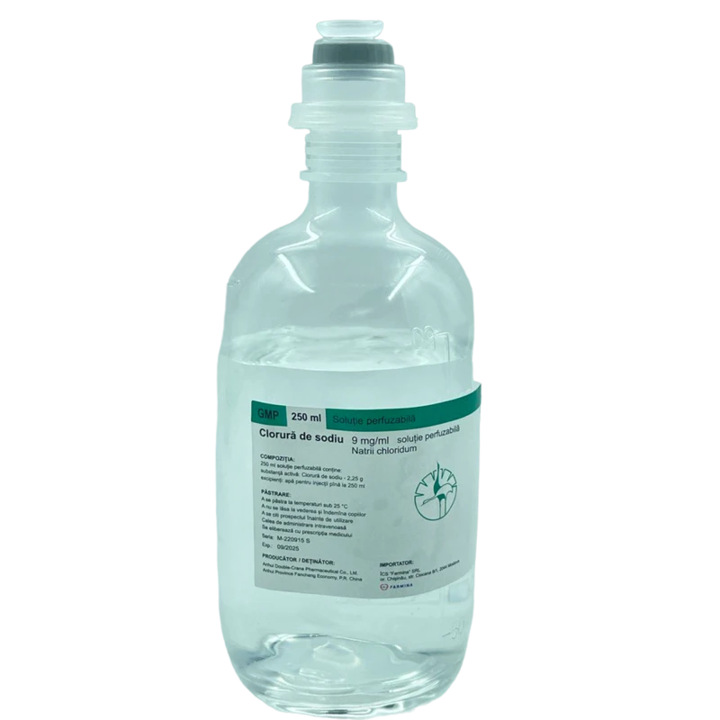 Clorură de sodiu 9 mg/ml / 250 ml soluţie perfuzabilă