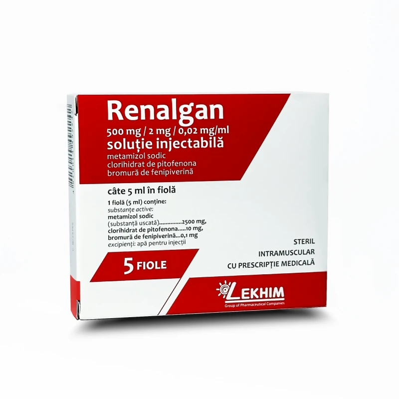 Renalgan 500 mg + 0,02 mg + 2 mg/ml / 5 ml soluţie injectabilă